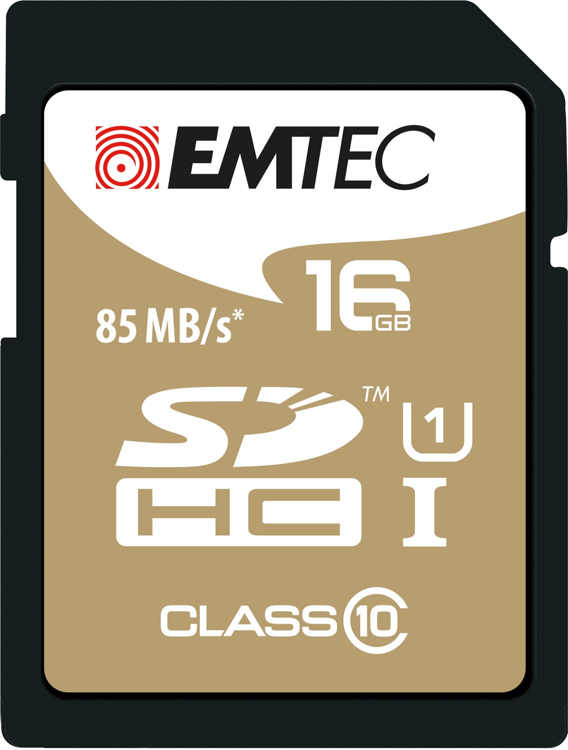 Emtec Scheda di Memoria SDHC 16GB Class 10 Gold - Velocità 85 MB/s, Colori Nero e Marrone