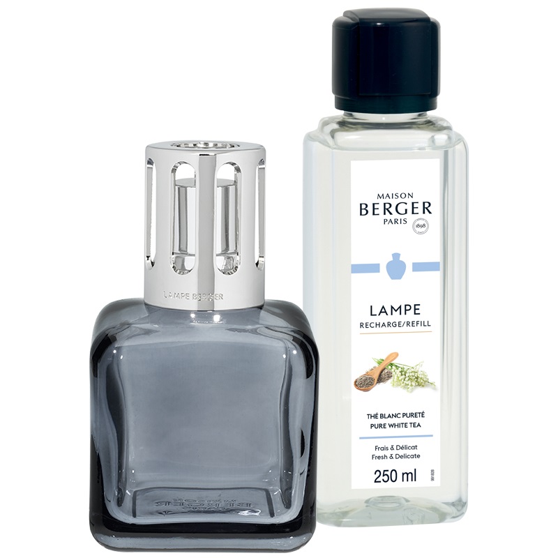 Maison Berger Paris Lampe Berger Glacon Grigio - Lampada Catalitica Cubica 250 ml con Flacone di Fragranza