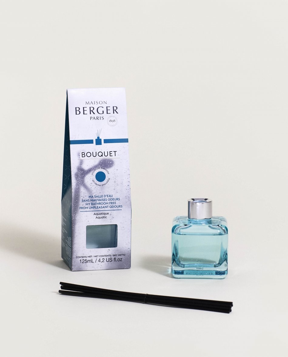 Maison Berger Bouquet Profumato Cube Anti-odori Fragranza Aquatica 125 ml - Vetro e Legno Nero