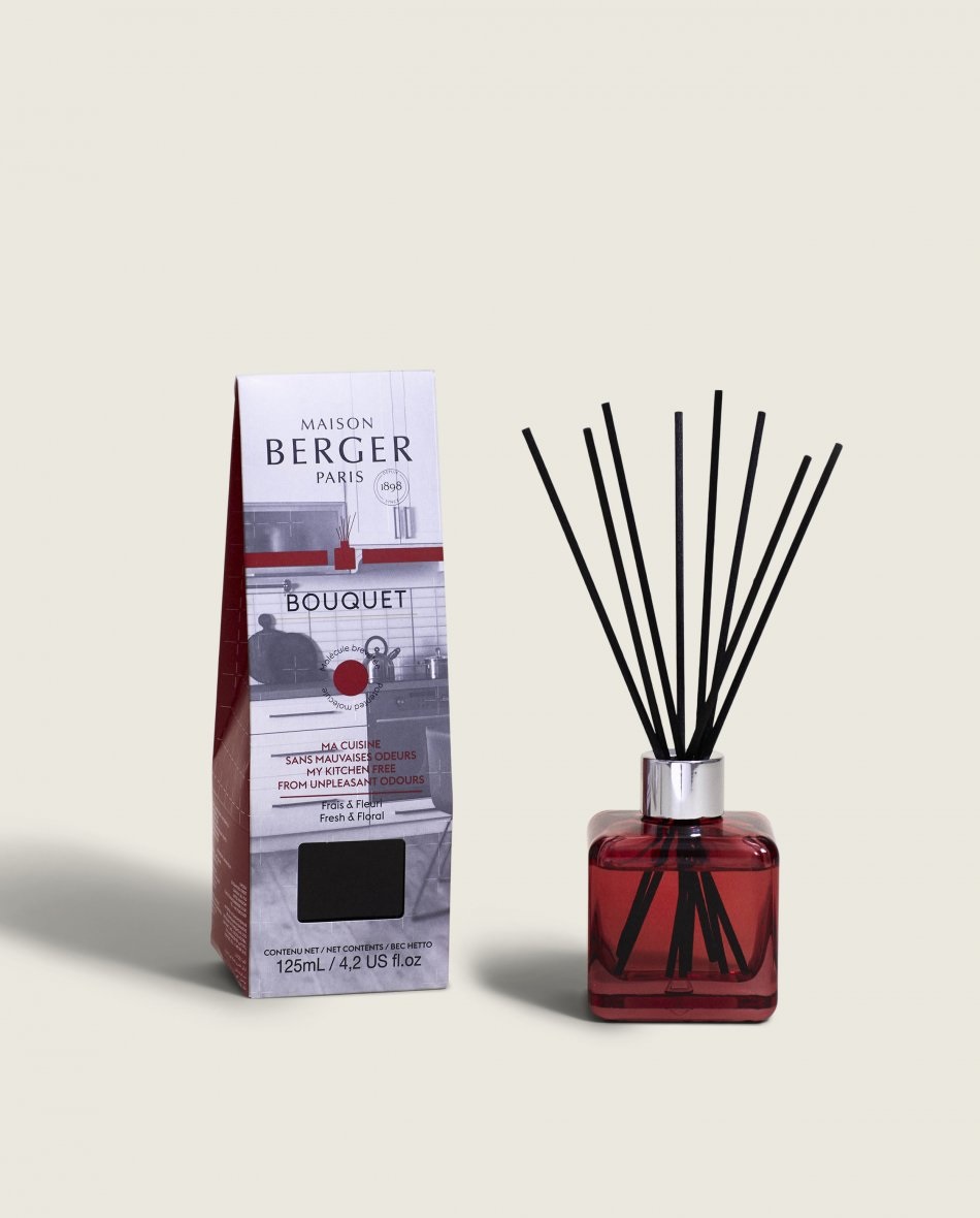 Maison Berger Paris Bouquet Cube Fresh & Floral Anti-Odori Cucina 125ml - Diffusore di Profumo con Bastoncini