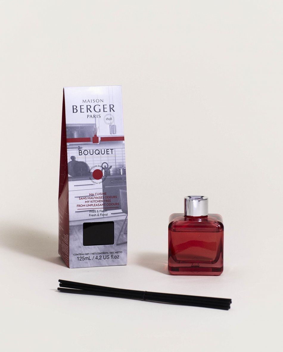 Maison Berger Paris Bouquet Cube Fresh & Floral Anti-Odori Cucina 125ml - Diffusore di Profumo con Bastoncini