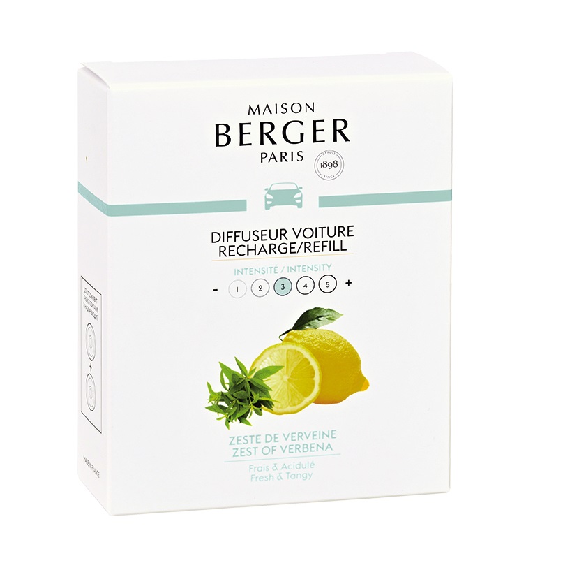 Maison Berger Paris Zest of Verbena - Ricariche per Deodoranti per Auto, 2 x 17 g in Ceramica