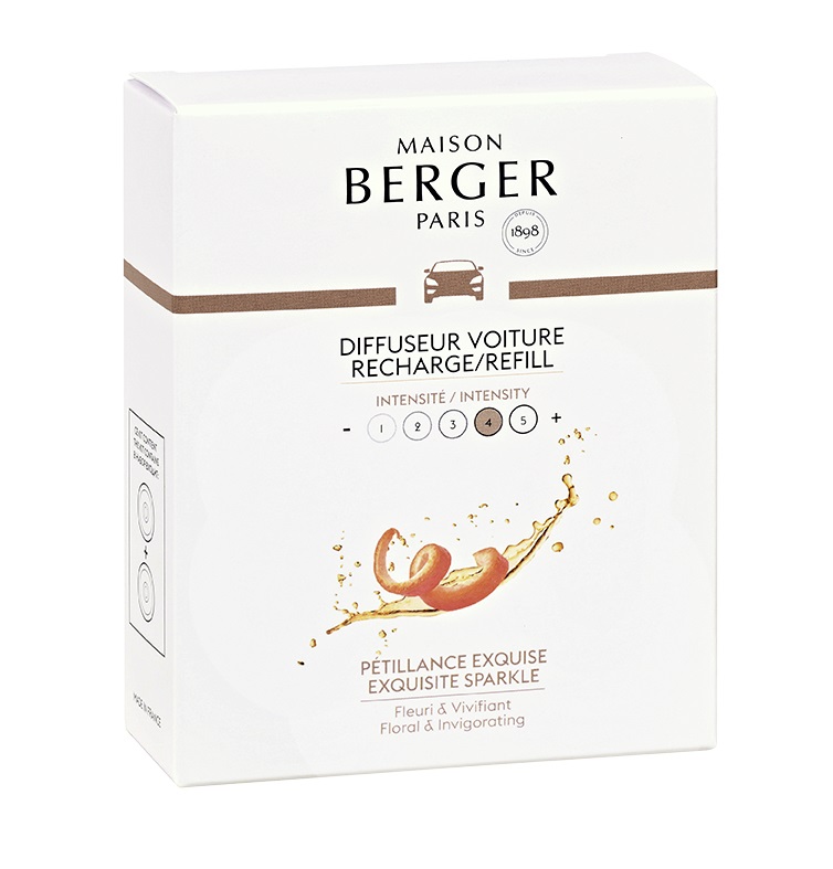 Maison Berger Paris Ricariche per Diffusore Auto Pétillance Exquise - Cofanetto con 2 Ricariche in Ceramica da 17 g