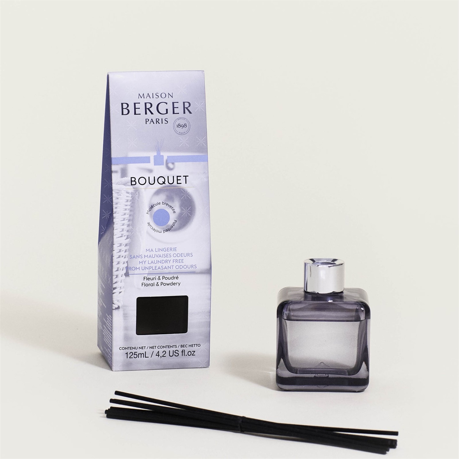 Maison Berger Paris Bouquet Profumato Anti-Odori con Bastoncini 125 ml - Fragranza Floreale e Talcata