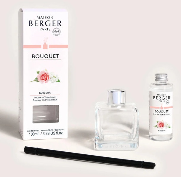 Maison Berger Paris Diffusore di Profumo Cube Paris Chic 100ml - Elegante Design Contemporaneo con Bastoncini Neri