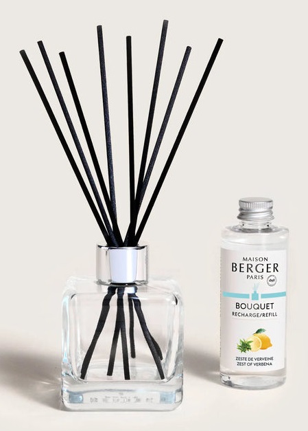 Maison Berger Paris Diffusore di Profumo Zeste de Verveine con Ricarica 100 ml e Bastoncini Neri