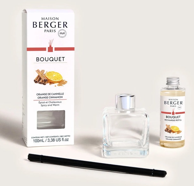 Maison Berger Paris Diffusore di Profumo Cube 100ml - Fragranza Arancia Cannella con Note di Spezie e Muschi Bianchi