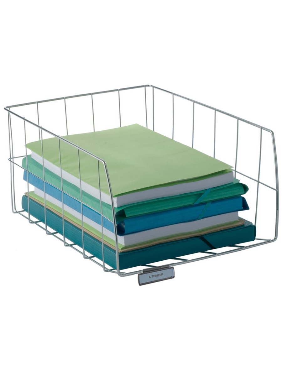 ALBA Vaschetta Portacorrispondenza Alta Capacità in Metallo Cromato - 29 x 37 x 18,5 cm - Adatta per Documenti fino a 24x32 cm