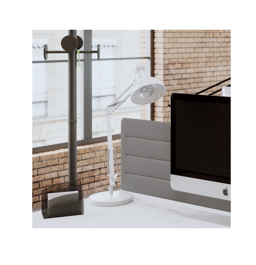 ALBA Lampada da Tavolo Architect Bianco - 11 W, Struttura in Metallo, Base e Morsetto, Testa Ø 16,5 cm