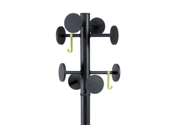 ALBA Appendiabiti Stand3 - 8 posti - 175 x 37 cm - Nero - Struttura in metallo e ABS con base appesantita, 2 ganci per accessori e portaombrelli