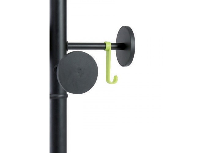 ALBA Appendiabiti Stand3 - 8 posti - 175 x 37 cm - Nero - Struttura in metallo e ABS con base appesantita, 2 ganci per accessori e portaombrelli