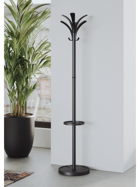 Alba Appendiabiti Brio con Portaombrelli - 6 Posti - 175 x 38 cm - Nero - PMBRIO N
