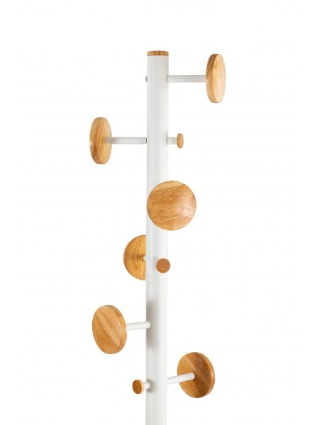 ALBA Appendiabiti Music - 6 Ganci 3 Miniganci - Legno e Acciaio Bianco - 175 cm - Design Scandinavo
