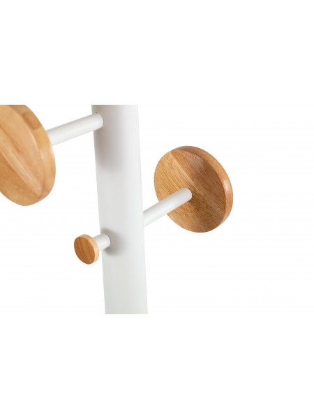 ALBA Appendiabiti Music - 6 Ganci 3 Miniganci - Legno e Acciaio Bianco - 175 cm - Design Scandinavo