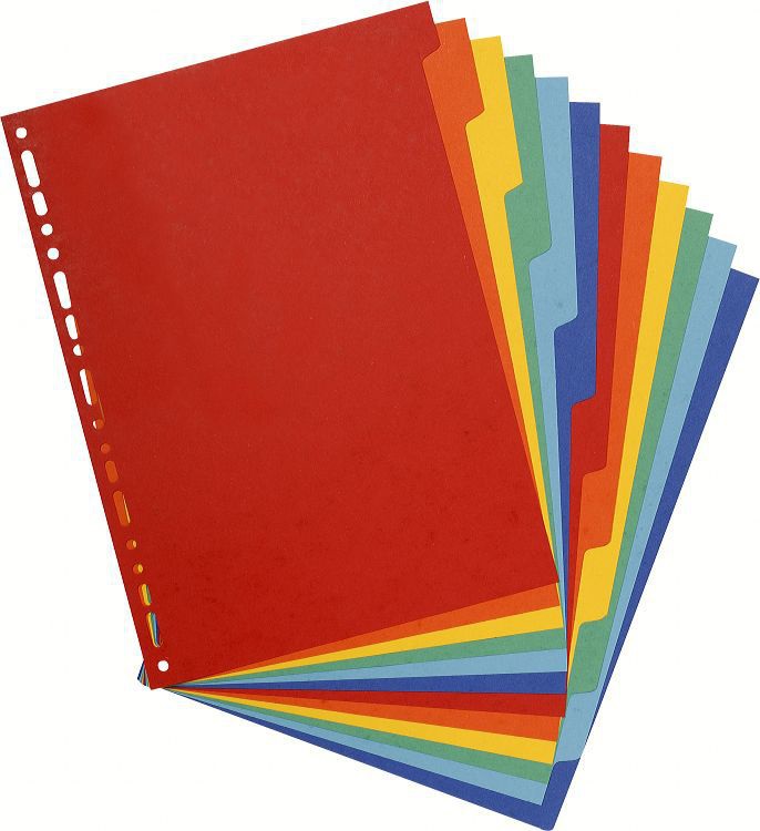 Exacompta 2612E Divisori A4 Multicolore in Polipropilene 300 micron - 12 Tasti, 100% Riciclato