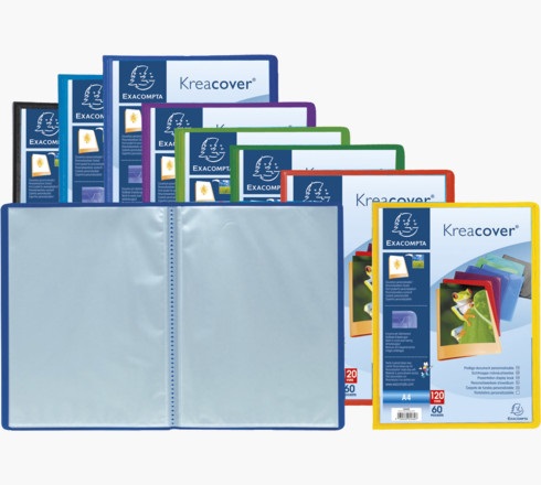 Exacompta Kreacover Portalistini Personalizzabili A4 - 60 Buste in Cristallo Liscio - Colori Assortiti