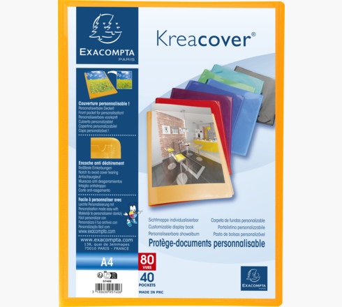 Exacompta Portalistini personalizzabili Kreacover® A4 - 40 buste in polipropilene trasparente - Colori assortiti