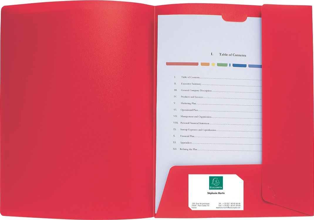Exacompta Cartella di Presentazione Kreacover in Polipropilene (PP) Rosso A4 con 2 Alette e Busta Trasparente