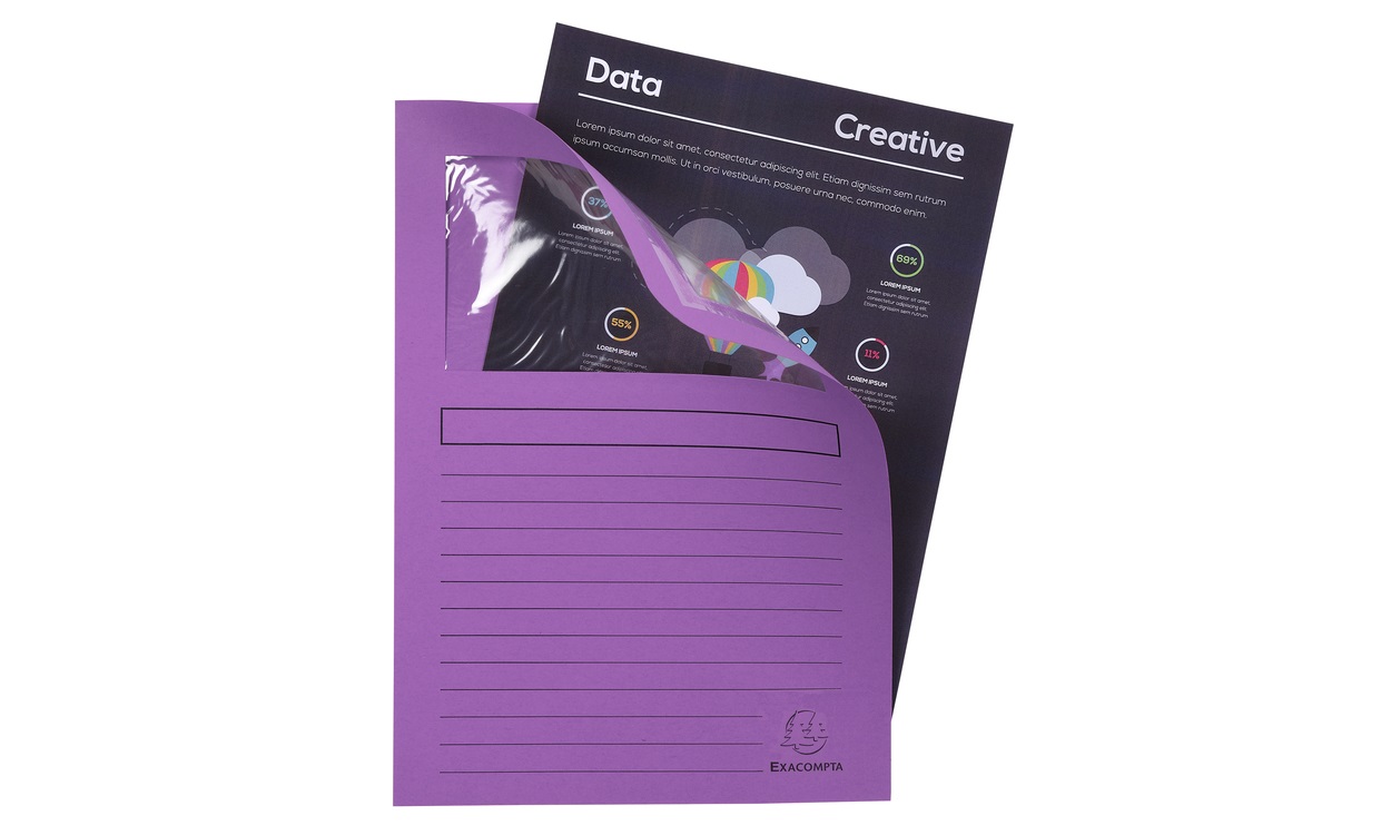 Exacompta 50101E Cartelline con Finestra A4 in Cartoncino Riciclato 120 g/m² Lilla - Confezione da 100 Pezzi