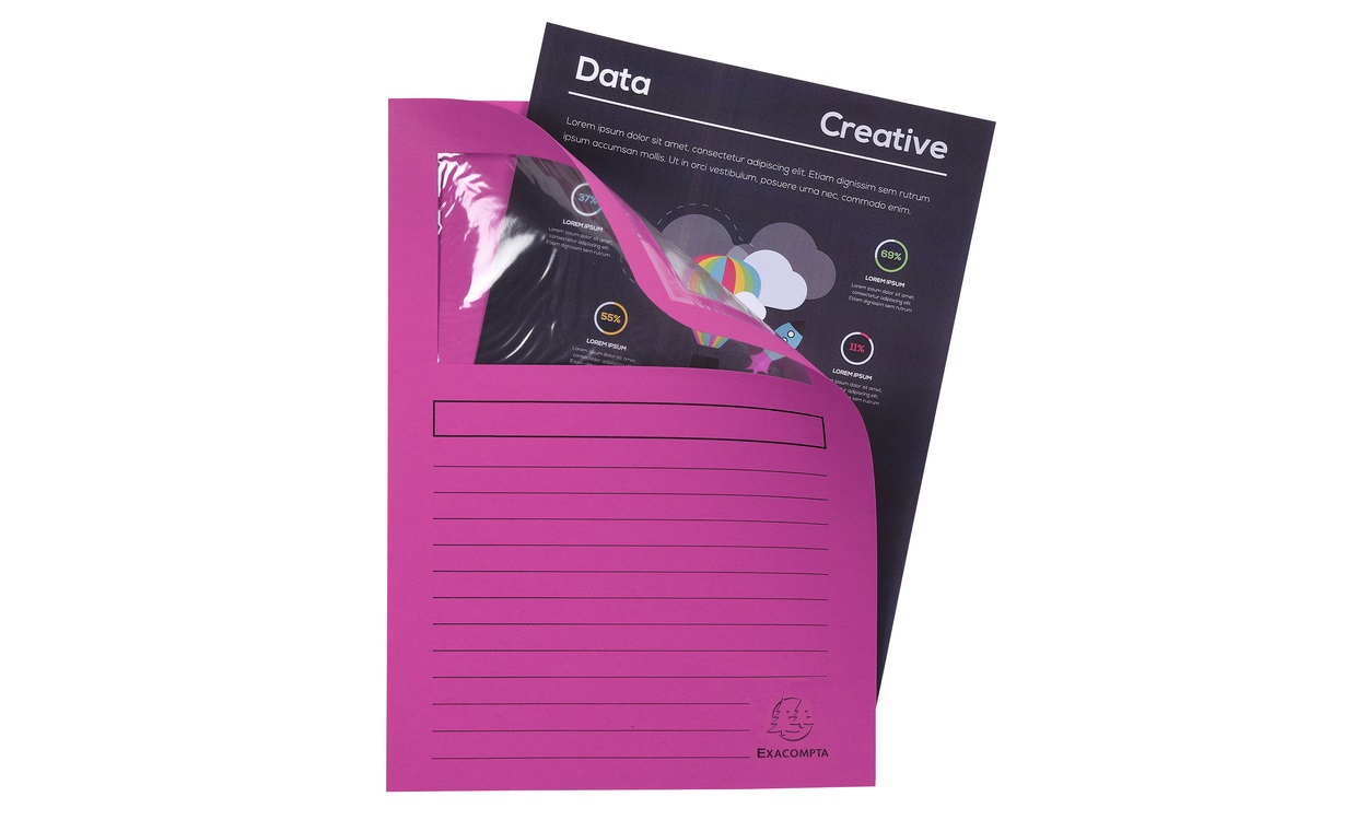 Exacompta 50108E Cartelline con Finestra A4 in Cartoncino Riciclato 120 g/m² Fucsia - Confezione da 100