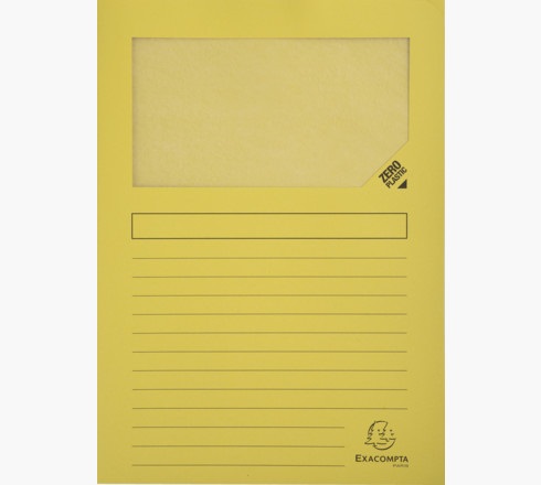 Exacompta 50109E Cartelline con Finestra A4 in Cartoncino Riciclato 120 g/m² Giallo - Conf. da 100