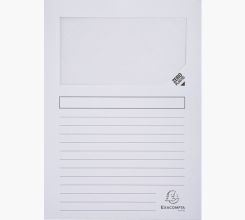 Exacompta 50110E Cartelline con Finestra A4 in Cartoncino Riciclato 120 g/m² Bianco - Conf. da 100