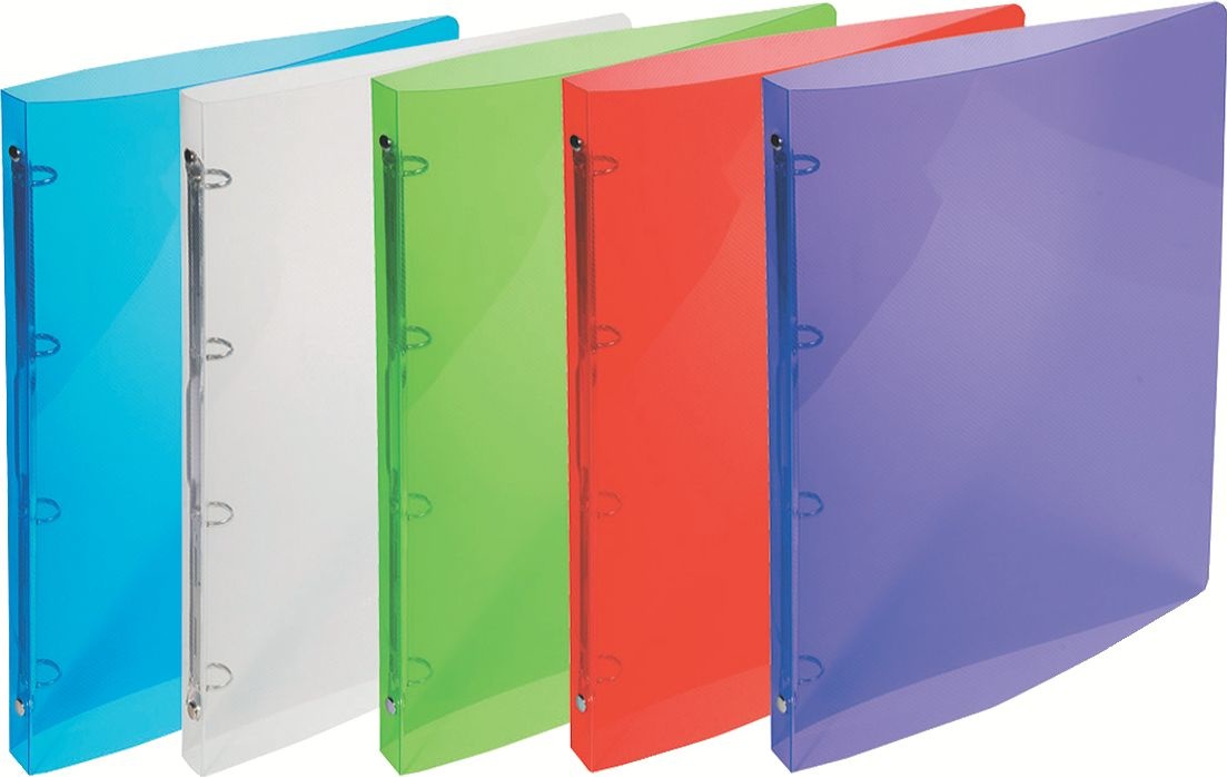 Exacompta Raccoglitore Rigato Crystal Colours - PPL - 4 Anelli Tondi 30 mm - Dorso 40 mm - Dimensioni 22 x 30 cm - Colori Assortiti - Conf. 20 Pezzi