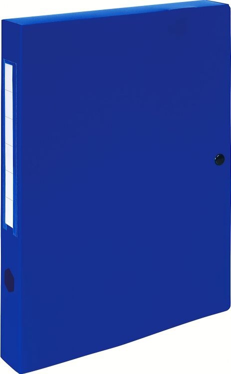 Exacompta Scatola Archivio Box con Bottone - 25x33 cm, Dorso 4 cm, Polipropilene Blu