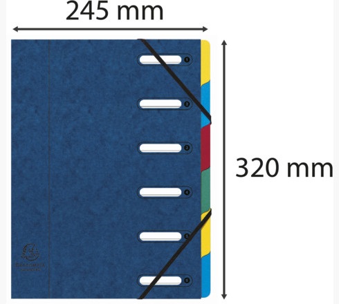 Exacompta 55062E Classificatore Harmonika® Blu con 6 Divisori, Dorso Estensibile e Copertina in Cartoncino Lustré