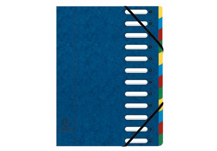 Exacompta 55122E Classificatore HARMONIKA® Blu con 12 Scomparti, Dorso Estensibile e Interni Multicolori