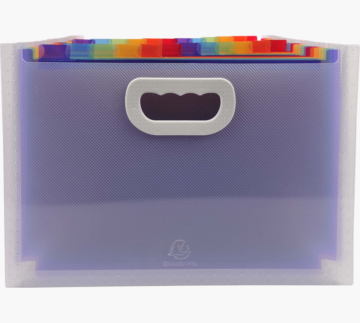 Exacompta Classificatore Valigetta 55198E con Maniglia, 24 Scomparti, Dimensioni 33x23,5x25 cm, in Polipropilene Cristallo e Multicolore