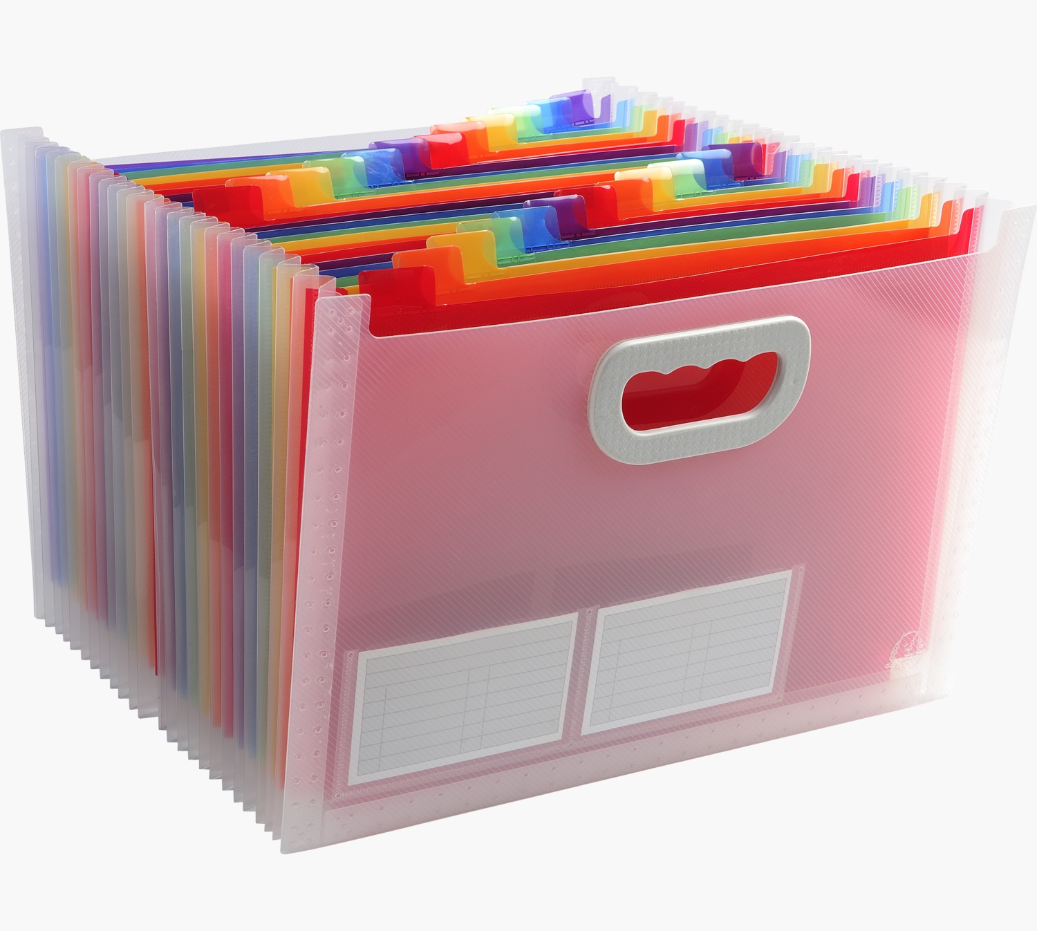 Exacompta Classificatore Valigetta 55198E con Maniglia, 24 Scomparti, Dimensioni 33x23,5x25 cm, in Polipropilene Cristallo e Multicolore