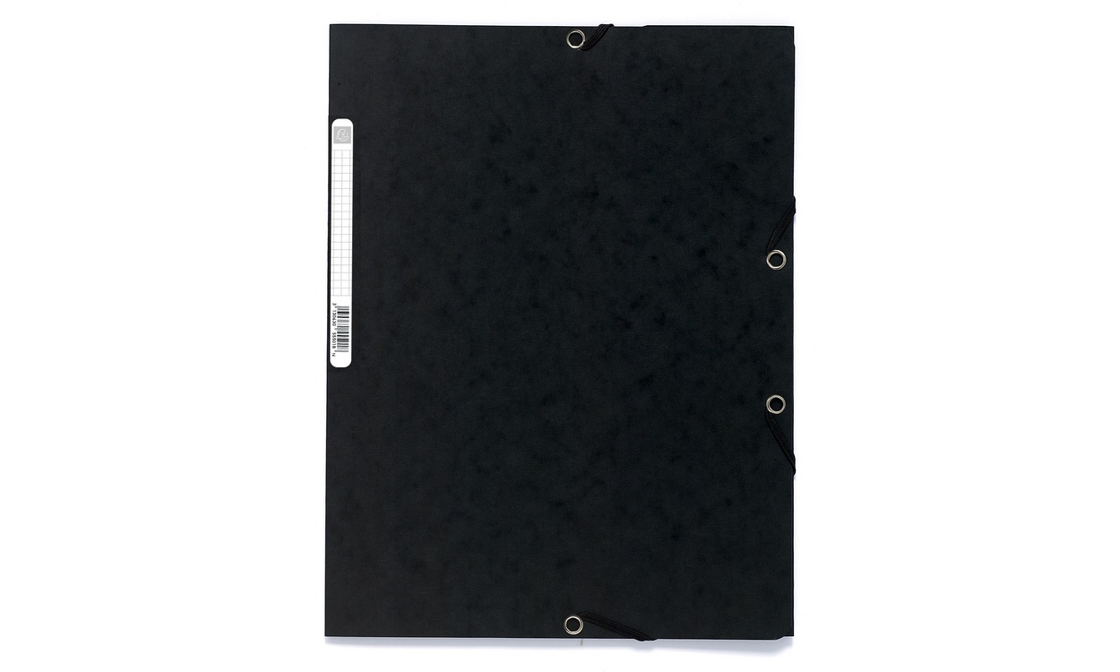 Exacompta Cartella con Elastico 24x32 cm, Nero, Cartoncino Lustrè 400 gr, 3 Lembi, Certificato FSC - Conf. 25 Pezzi