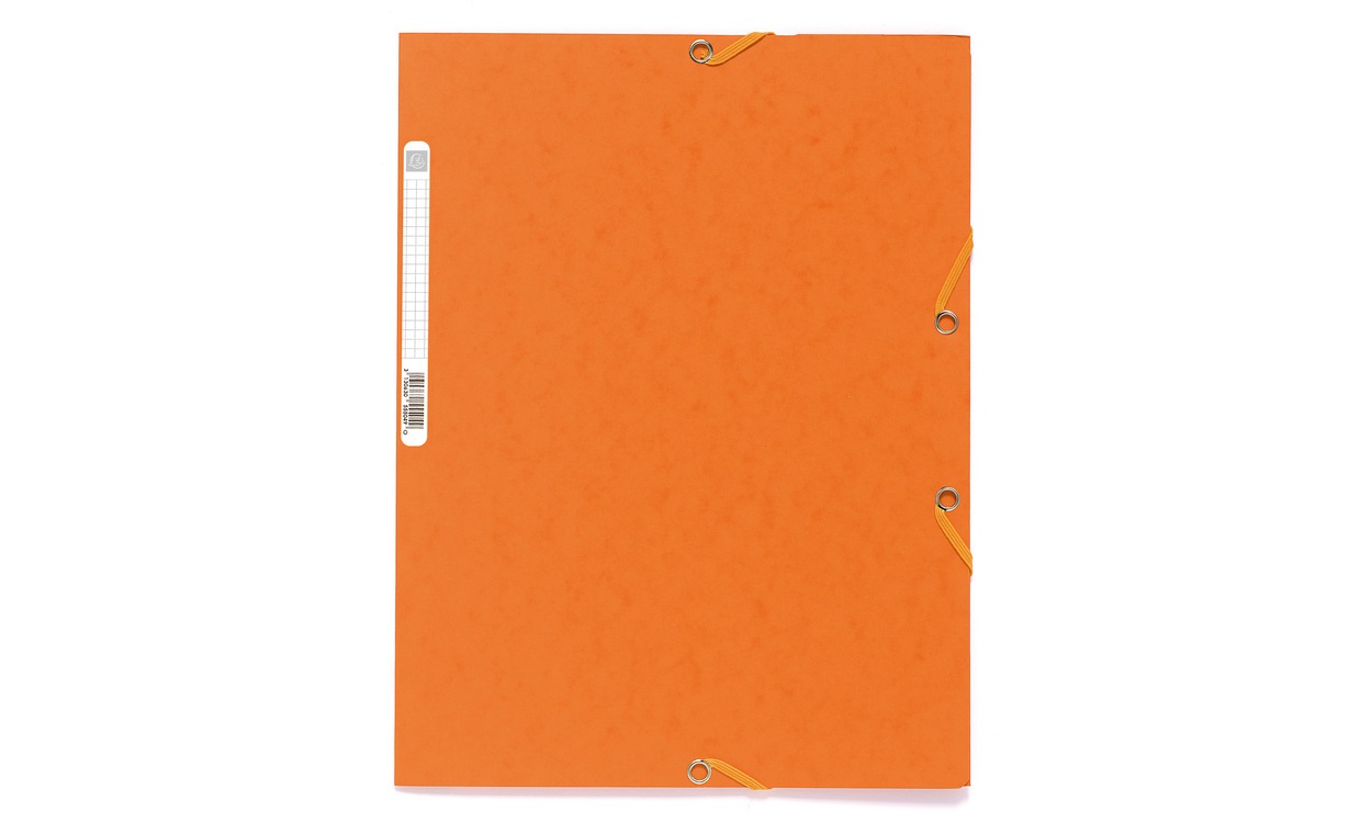 Exacompta Cartella Arancione A4 3 Lembi con Elastico in Cartoncino Lustré 400/425 gr - Conf. 25 Pezzi