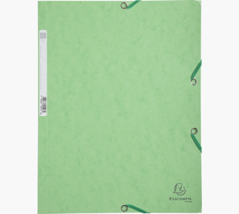 Exacompta Cartella con Elastico Verde Tiglio 24x32 cm, Cartoncino Lustré 400 gr, 3 Lembi, Certificato FSC - Conf. 25 Pezzi