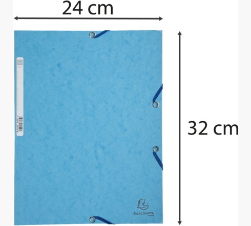 Exacompta Cartellina con Elastico - Cartoncino Lustre' - 3 Lembi - 400/425 Gr - 24x32 Cm - Turchese - Conf. 25 Pezzi