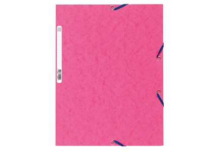 Exacompta 55520E Cartella con Elastico Rosa in Cartoncino Lustrè 400-425 gr, 24x32 cm, 3 Lembi, Certificato FSC (Conf. 25 pz.)