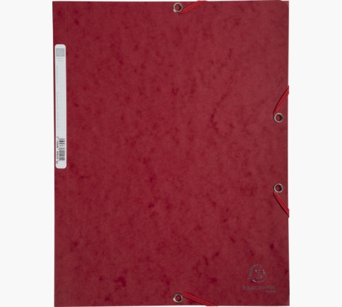 Exacompta Cartella a 3 Lembi con Elastico in Cartoncino Lustré 400 gr - 24x32 cm - Rosso Ciliegia - Conf. 25 Pezzi