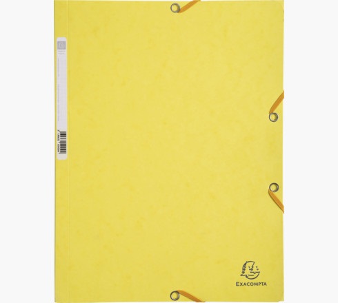 Exacompta Cartella con Elastico 3 Lembi in Cartoncino Lustrè 400 g/m² Giallo Limone 24x32 cm - Conf. 25 Pezzi