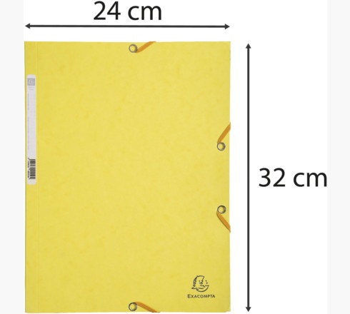 Exacompta Cartella con Elastico 3 Lembi in Cartoncino Lustrè 400 g/m² Giallo Limone 24x32 cm - Conf. 25 Pezzi