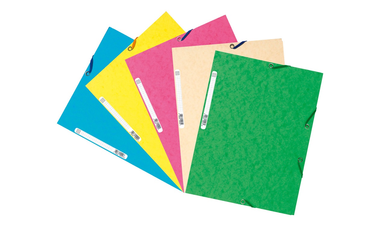 Exacompta 55550E Cartella Multicolore A4 a Tre Lembi con Elastico Diagonale - Confezione da 10 Pezzi