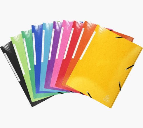 Exacompta Cartelle 3L con elastici Iderama A4 - 10 colori assortiti - Capacità Maxi Capacity - Conf. 25 pezzi
