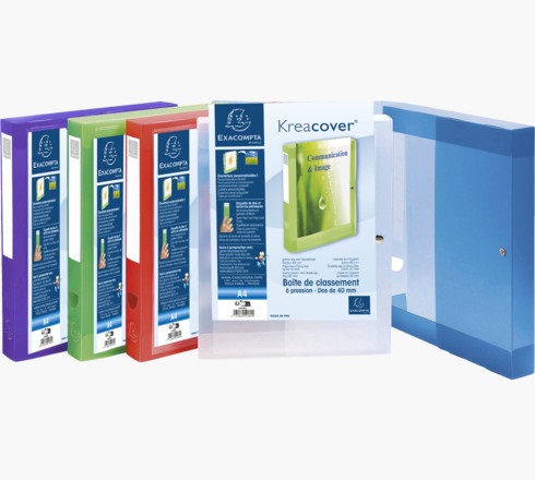 Exacompta Cartella Personalizzabile con Bottone Kreacover® - PPL - 24x32 cm - Dorso 4 cm - Colori Assortiti - Confezione da 5 Pezzi
