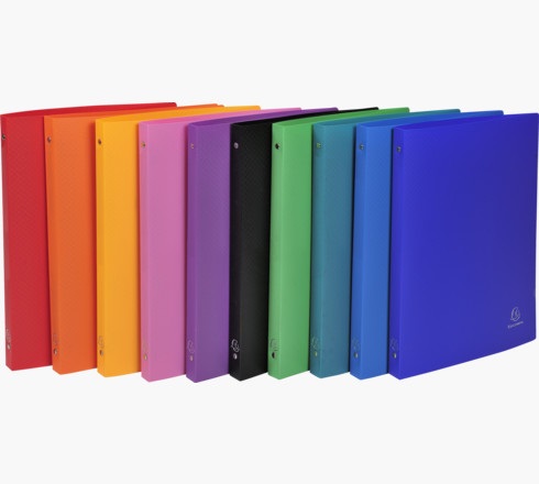 Exacompta 51199E Raccoglitore A4 in Polipropilene con 4 Anelli Tondi Ø15mm - Copertina Morbida - Colori Assortiti