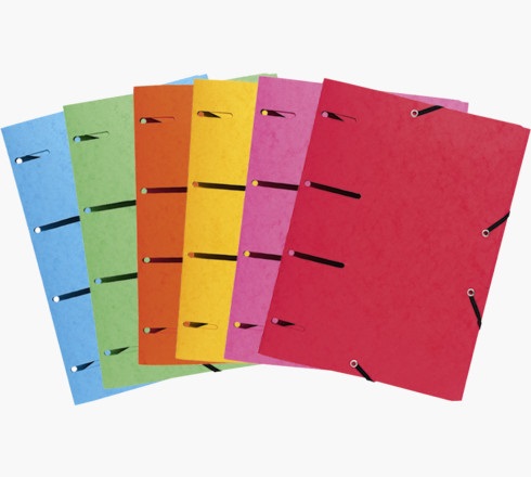 Exacompta Cartellina 3 Lembi Forata - Con Elastico Punchy - Cartoncino Lustré 375 g/m² - A4 - Colori Assortiti - Conf. 25 Pezzi