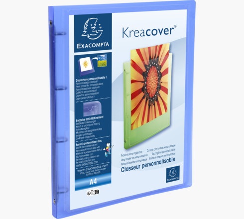 Exacompta 519699E Raccoglitore A4 Personalizzabile con 4 Anelli Tondi da 15 mm, Dorso da 20 mm, Polipropilene Traslucido, Conf. da 5 Colori Assortiti