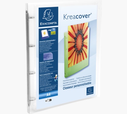 Exacompta 519699E Raccoglitore A4 Personalizzabile con 4 Anelli Tondi da 15 mm, Dorso da 20 mm, Polipropilene Traslucido, Conf. da 5 Colori Assortiti