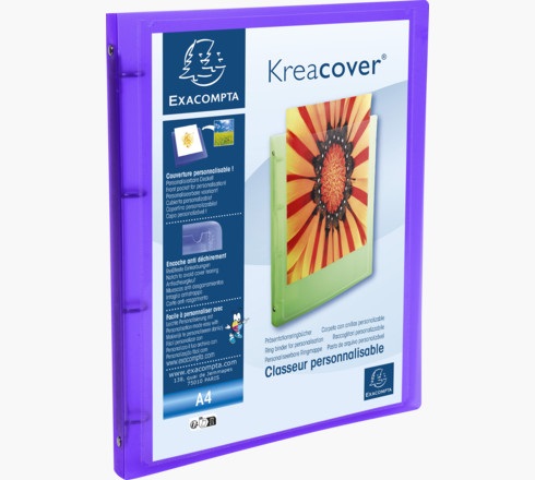 Exacompta 519699E Raccoglitore A4 Personalizzabile con 4 Anelli Tondi da 15 mm, Dorso da 20 mm, Polipropilene Traslucido, Conf. da 5 Colori Assortiti