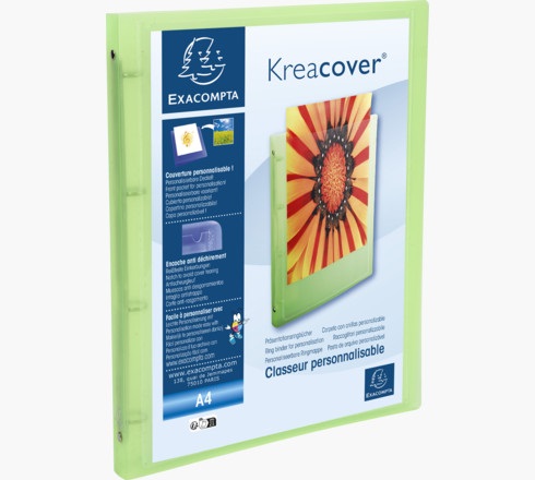Exacompta 519699E Raccoglitore A4 Personalizzabile con 4 Anelli Tondi da 15 mm, Dorso da 20 mm, Polipropilene Traslucido, Conf. da 5 Colori Assortiti