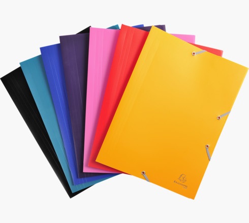 Exacompta 559000E - Cartelle in Polipropilene Opaco A4 con 3 Lembi e Chiusura Elastico, Pack da 10 Colori Assortiti